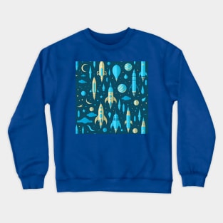 rocket and planets pattern Crewneck Sweatshirt